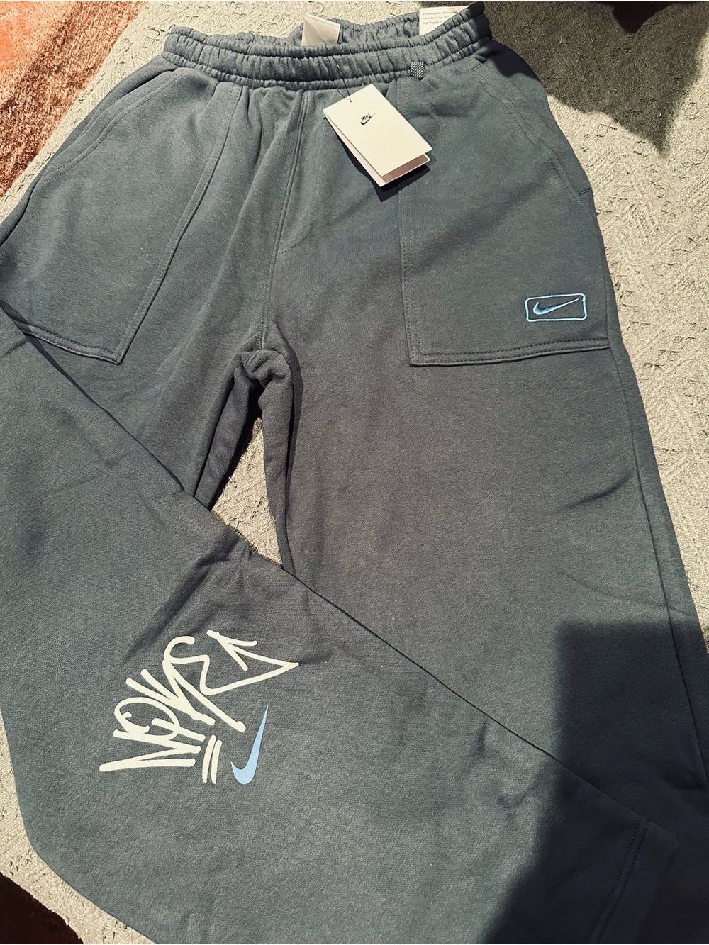 Nike Slate Gray Sweatpants with Light Blue Accents